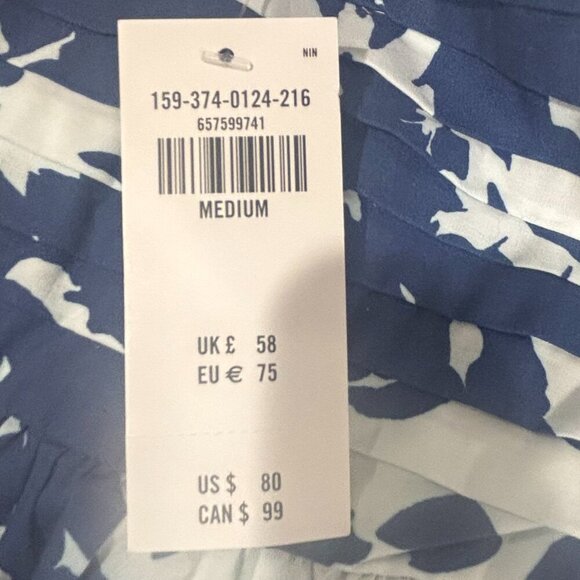 A&F Emerson Poplin Puff Sleeve Mini Dress - Navy and White - Size Medium - Picture 6 of 10